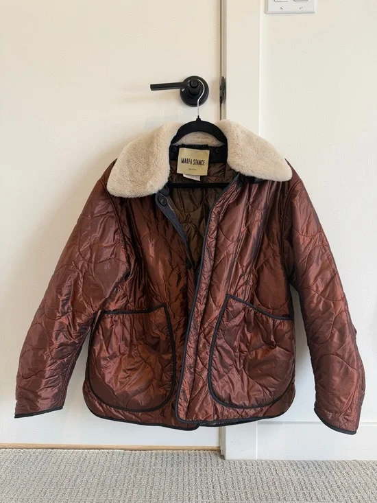 Marfa Stance Quilted Jacket with Reversible (shearling & leather) Collar - Picture 1 of 5
